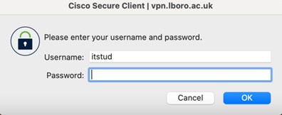 Cisco Secure Client user login prompt